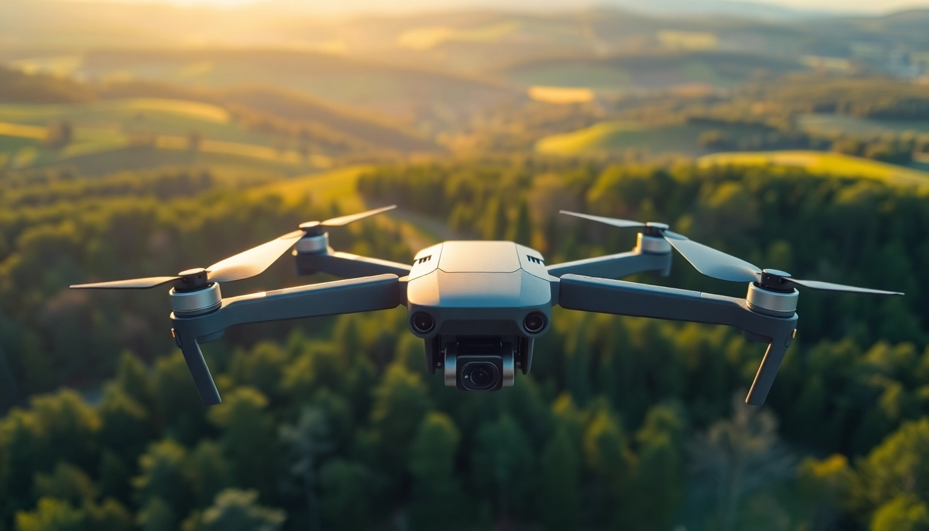 Drohnenaufnahmen Brandenburg with a drone over lush green landscapes and vibrant blue skies