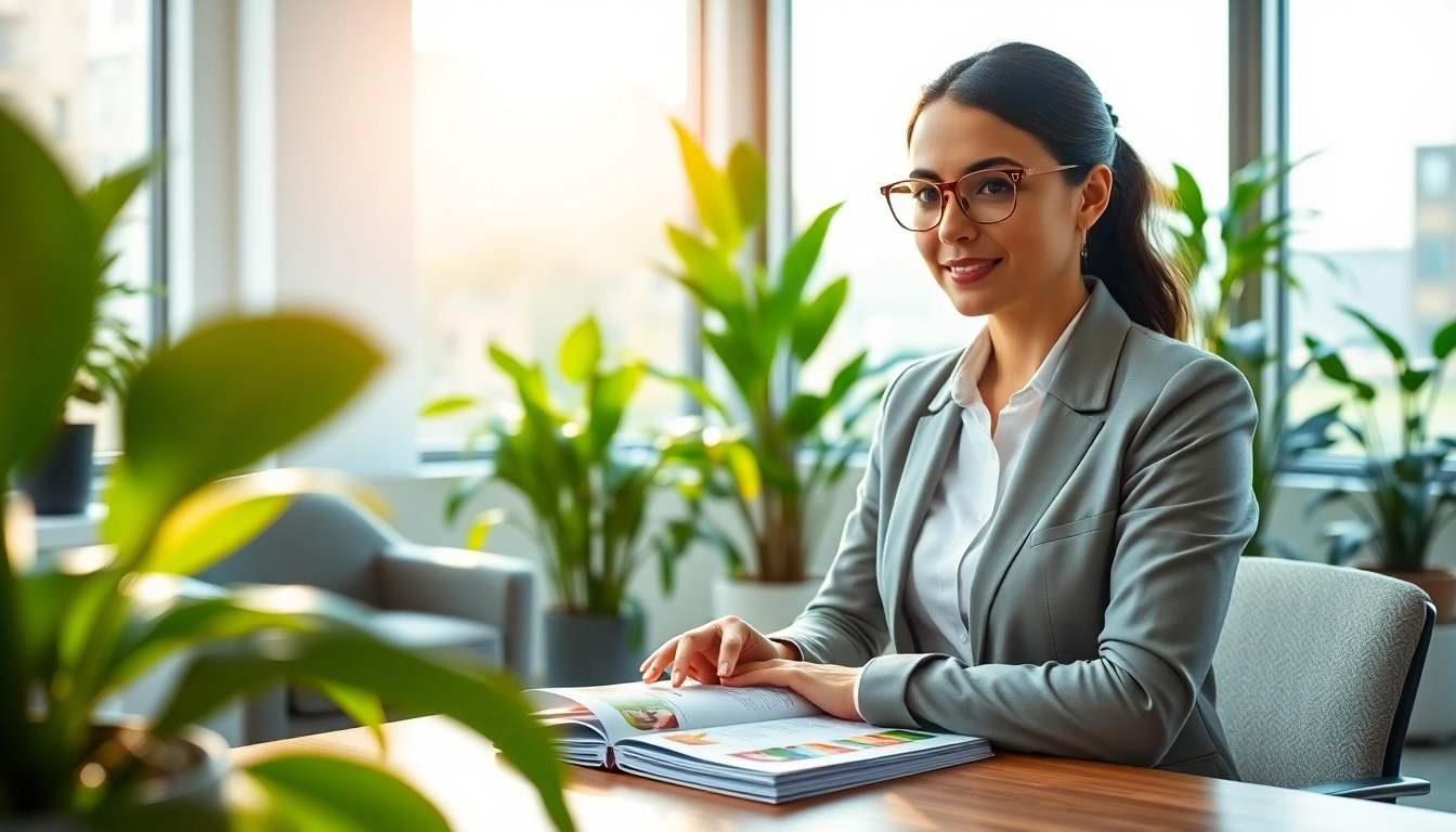 Gesundheitsratgeber Deutschland mit einem professionellen Berater in einer modernen Büroumgebung.