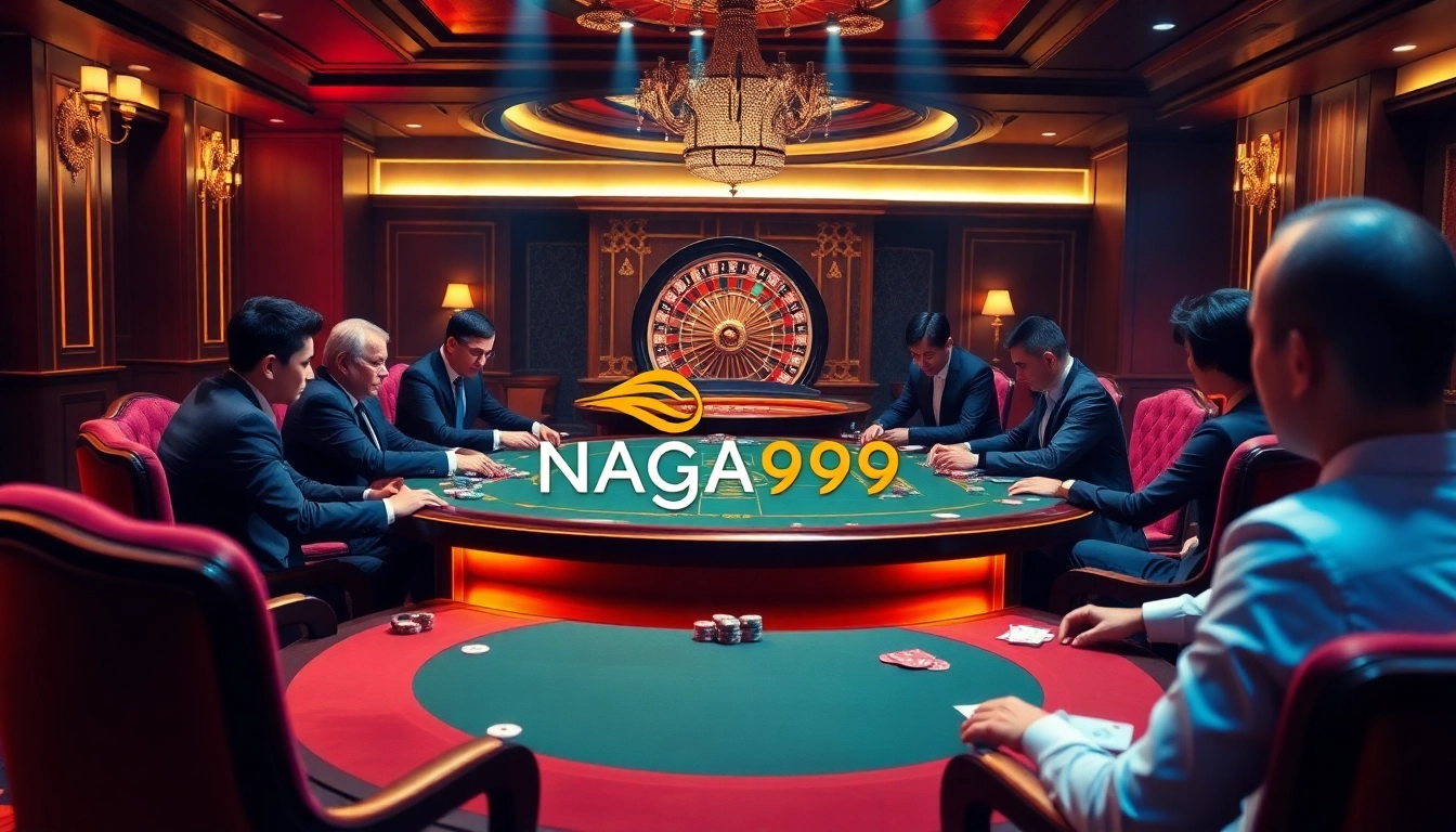 Naga99 players engaging in an exciting poker game at a luxurious casino table.