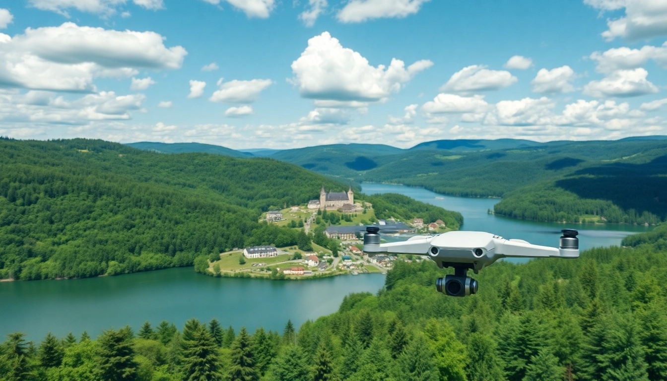 Drohnenaufnahmen Brandenburg von malerischen Landschaften mit Dörfern und Natur.