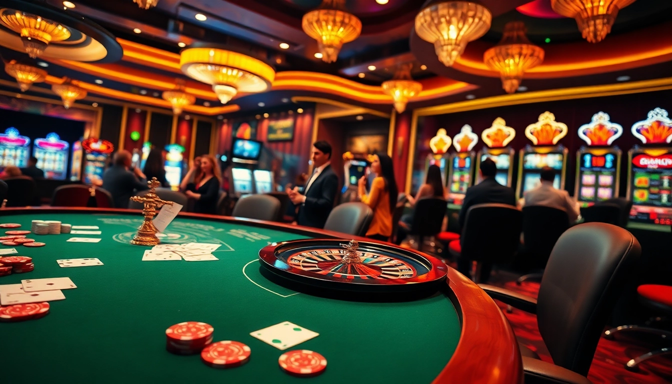 Experience the thrill of online gambling at https://c168.today/ with vibrant casino games and players engaged at the tables.