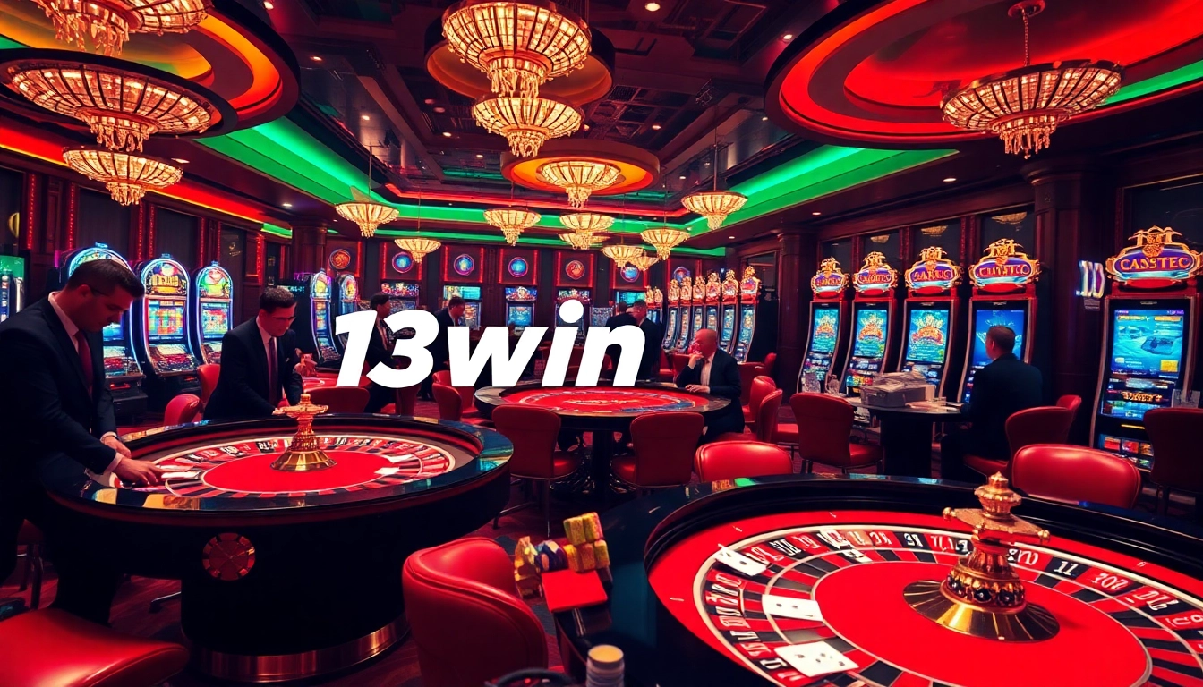 Players enjoying exciting games at a luxurious casino, highlighting 13win asia's vibrant atmosphere.
