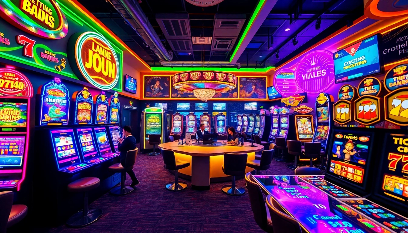 Exciting scene of online gaming at https://phtaya.ac/ featuring vibrant slot machines and interactive dealers.