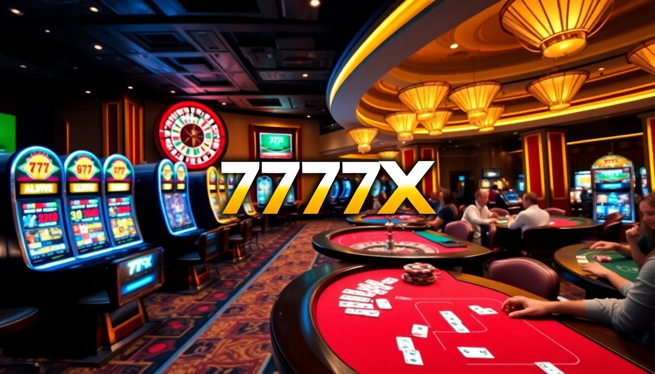 Experience the thrill of the 777X casino with engaging tables and colorful slot machines.