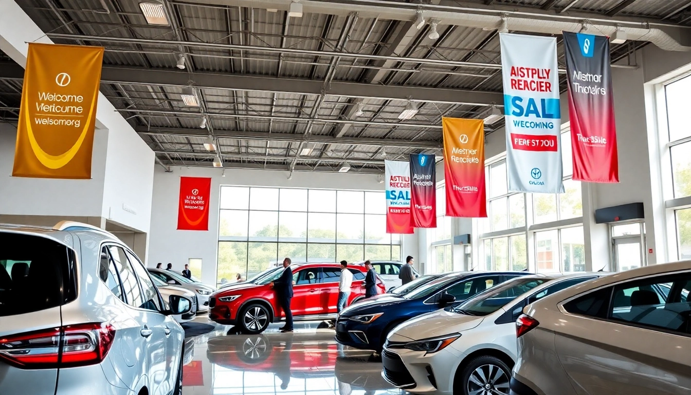 Beim Auto kaufen in einem einladenden Autohändler mit modernen Fahrzeugen und hellen Farben.