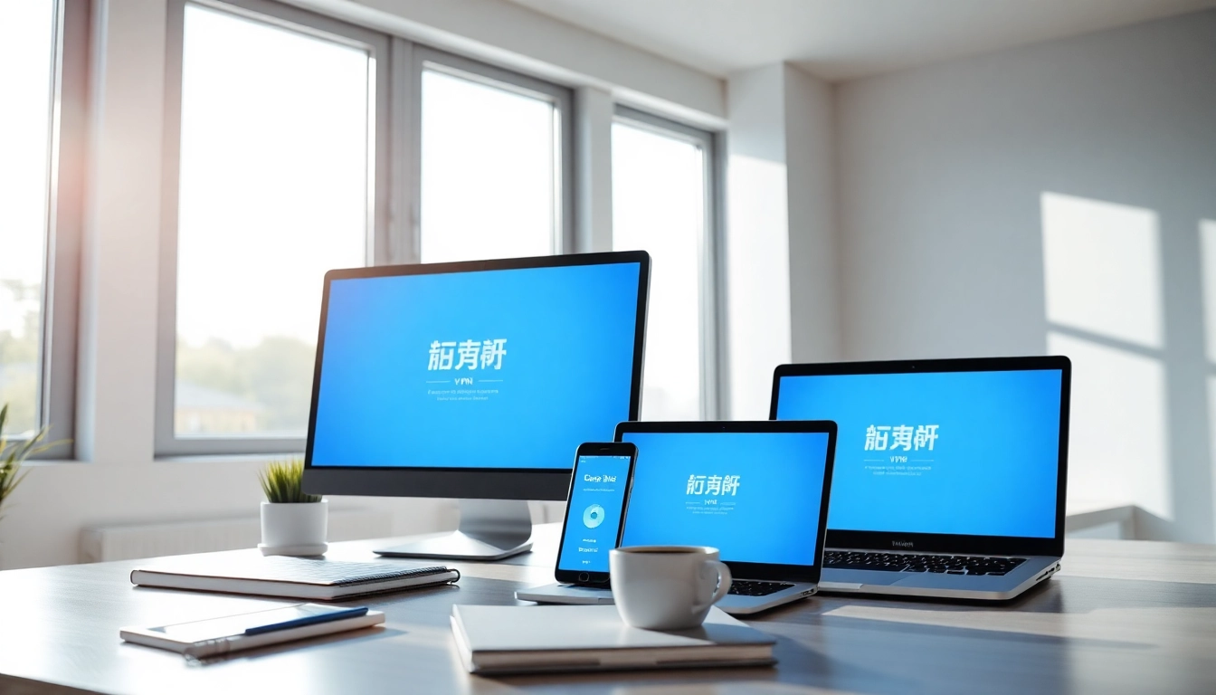 快连官网界面在现代设备上展示，背景为明亮的办公室环境。