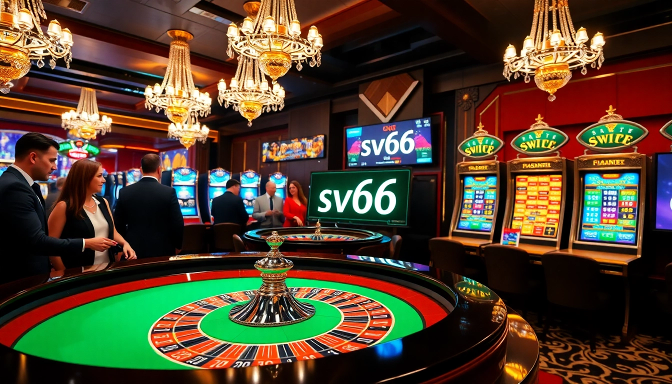 Experience the thrill of Sv66 with vibrant casino games, roulette, and enthusiastic players.