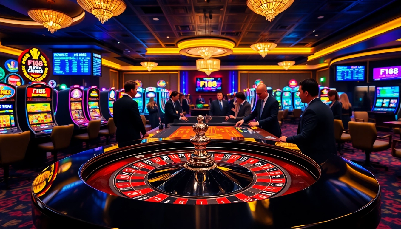 Experience the excitement of F168's casino games with vibrant tables and winning players.