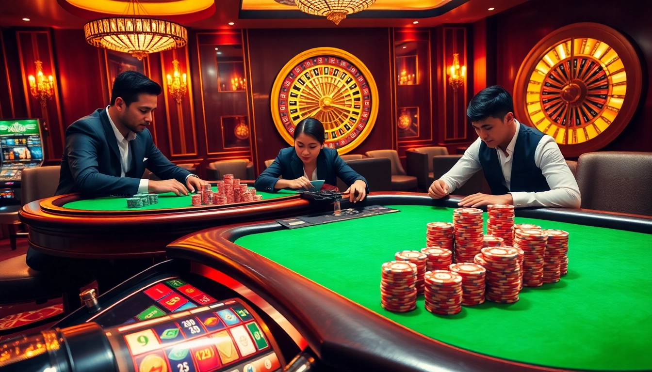 Experience the thrill of WIN88 at a luxurious poker table with intense players strategizing their next move.
