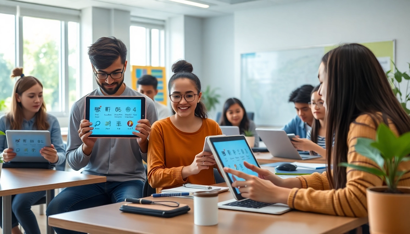Youdao app enhances collaborative learning in a bright digital classroom.