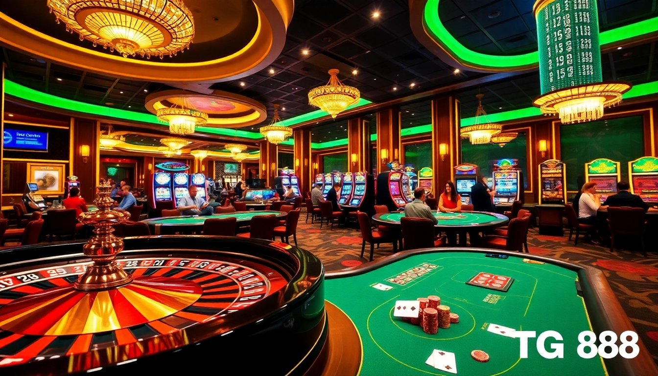 Experience luxury gambling excitement with TG 88 roulette and poker tables in an upscale casino.