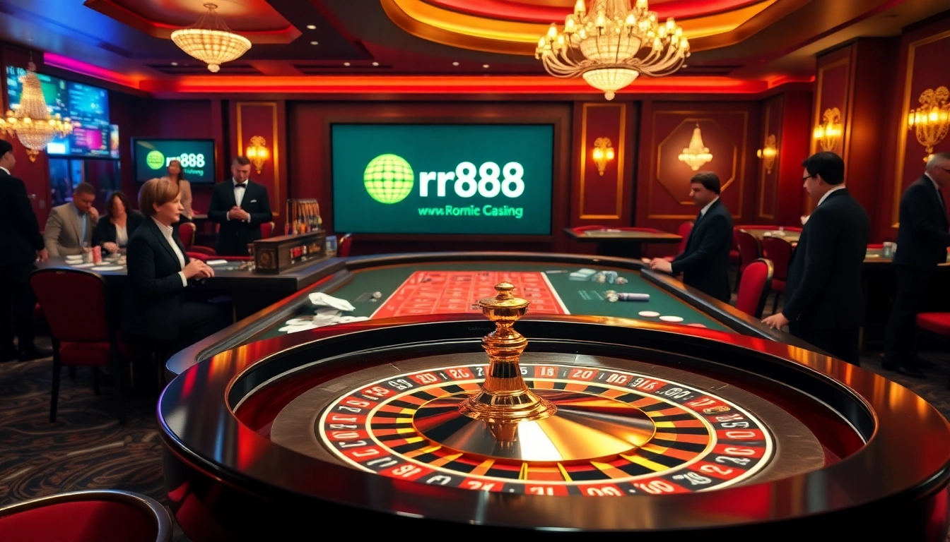 Experience the excitement of rr88 casino with vibrant tables and professional dealers in action.