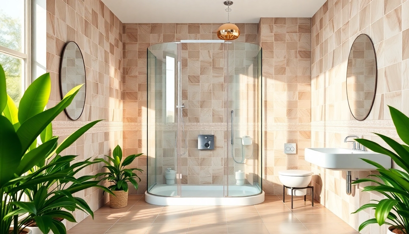 Duschkabine 90x90 mit modernem Design in eleganter Badezimmerumgebung.