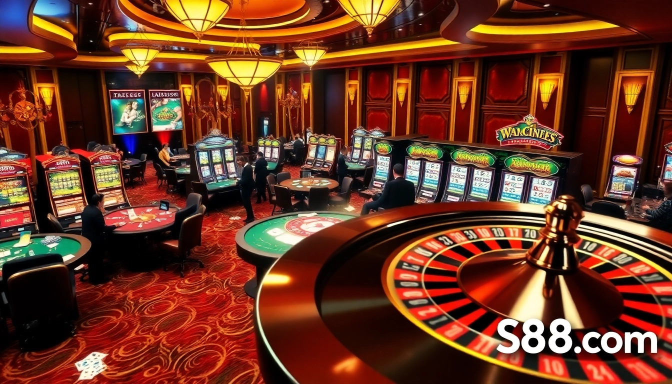 Experience thrilling gameplay at S8.com with vibrant casino tables, exciting slot machines, and active players.