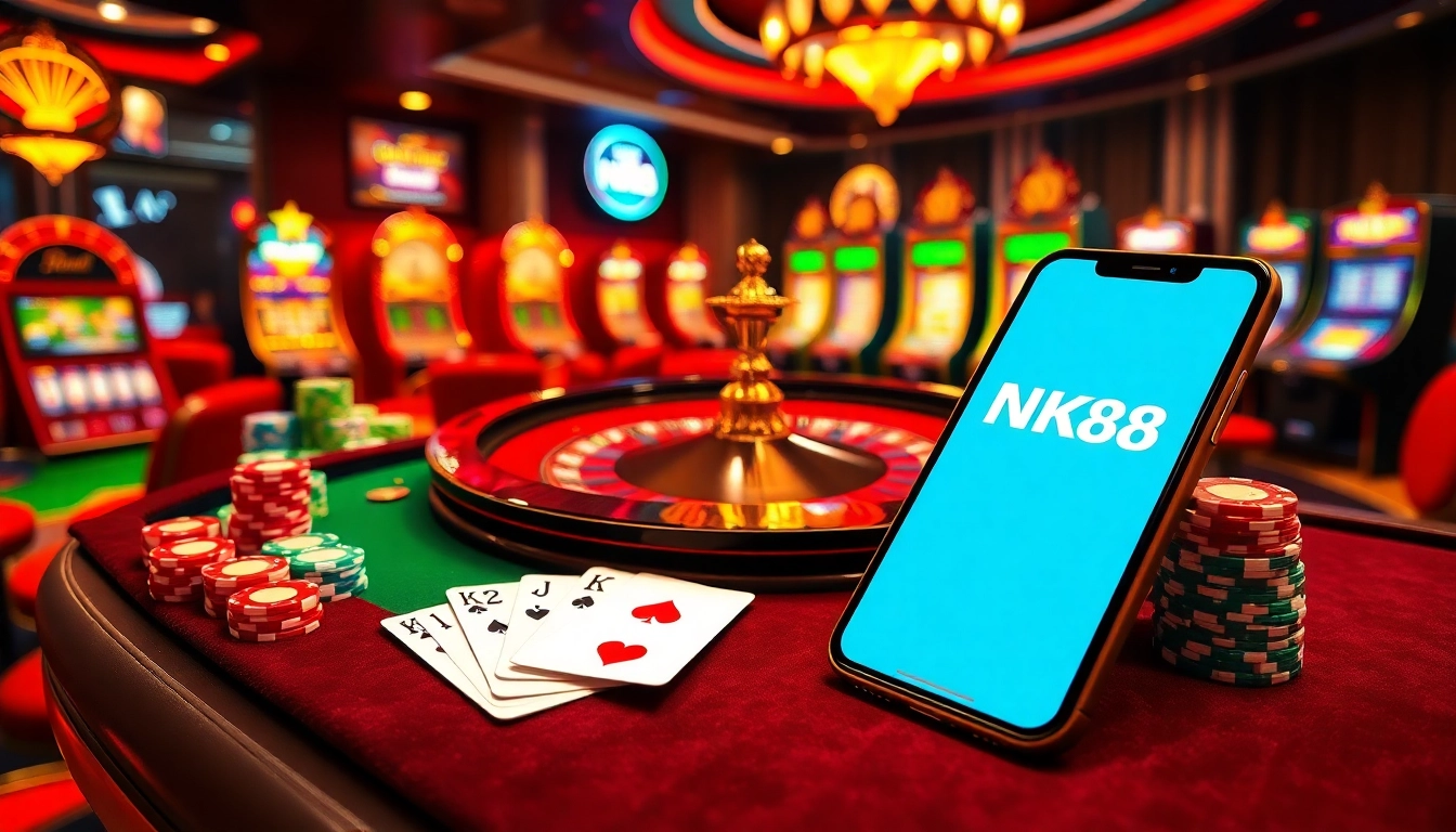 Experience thrilling casino gaming with NK88 at a stylish roulette table evoking luxury.
